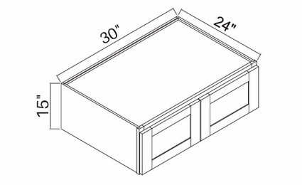 White Oak Shaker W301524: Refrigerator Wall Cabinet: RTA Kitchen Cabinets