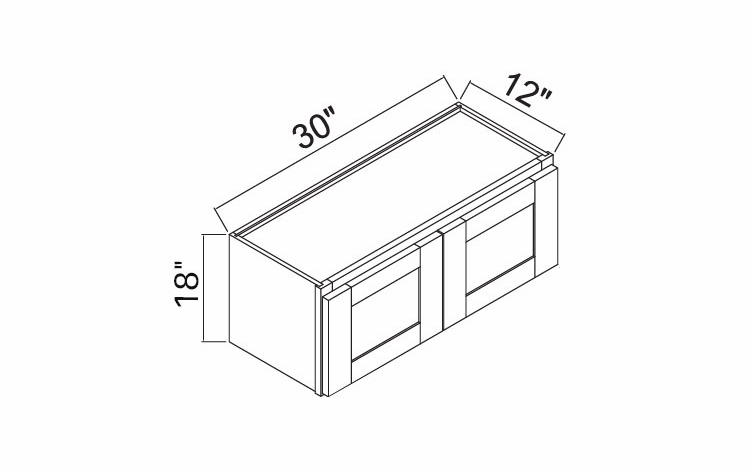 White Oak Shaker W3018: Double Door Wall Cabinet: RTA Kitchen Cabinets