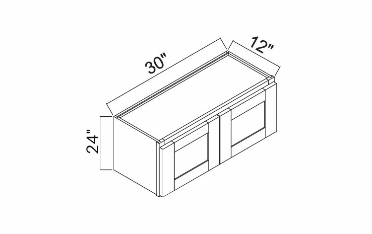 White Oak Shaker W3024: Double Door Wall Cabinet: RTA Kitchen Cabinets
