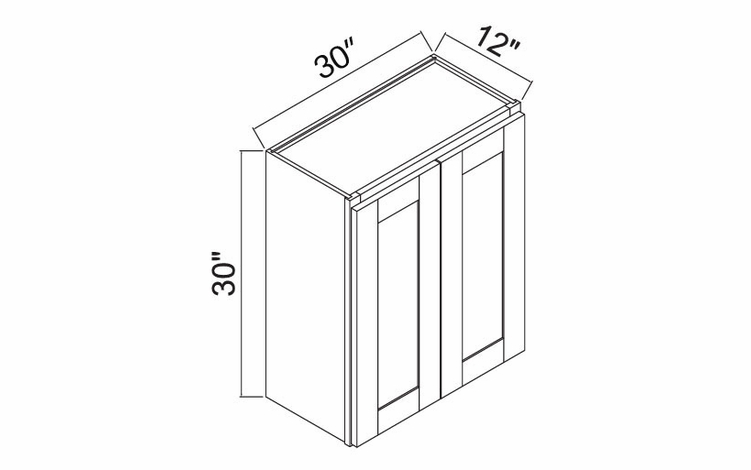 White Oak Shaker W3030: Double Door Wall Cabinet: RTA Kitchen Cabinets