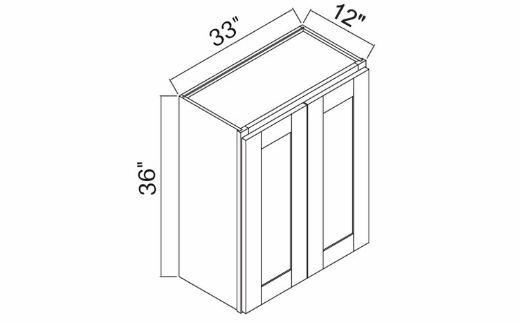 White Oak Shaker W3336: Double Door Wall Cabinet: RTA Kitchen Cabinets