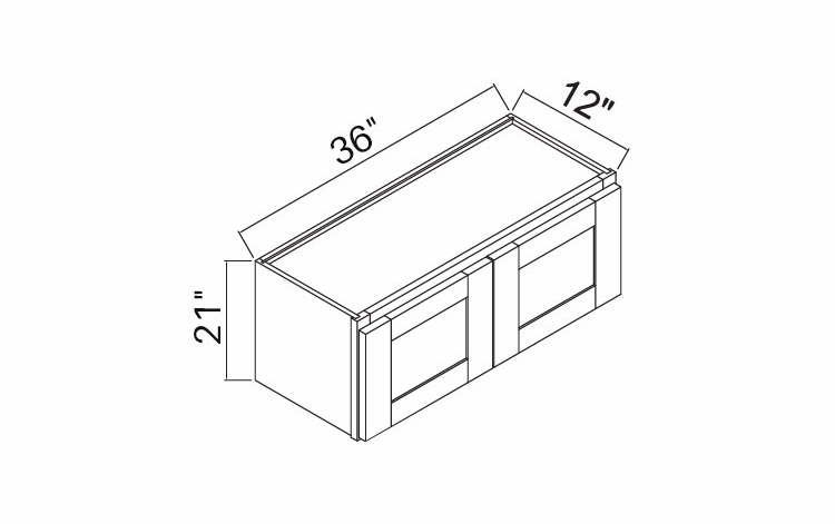 White Oak Shaker W3621: Double Door Wall Cabinet: RTA Kitchen Cabinets