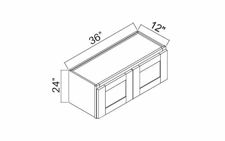 White Oak Shaker W3624: Double Door Wall Cabinet: RTA Kitchen Cabinets