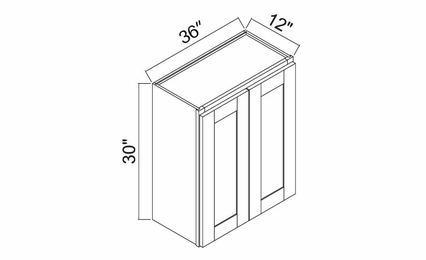 White Oak Shaker W3630: Double Door Wall Cabinet: RTA Kitchen Cabinets