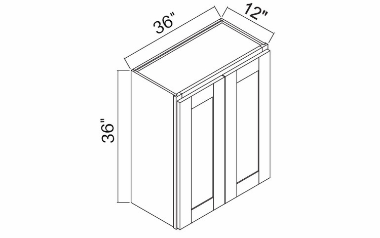 White Oak Shaker W3636: Double Door Wall Cabinet: RTA Kitchen Cabinets