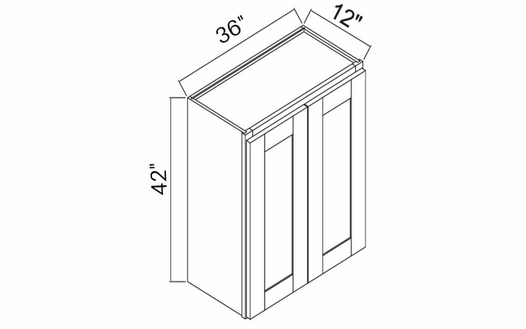 White Oak Shaker W3642: Double Door Wall Cabinet: RTA Kitchen Cabinets