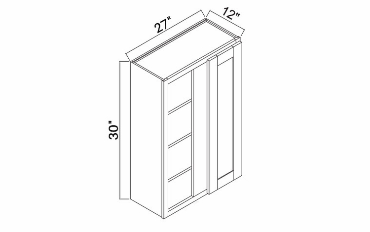White Oak Shaker WBC2730: Wall Blind Corner Cabinet: RTA Kitchen Cabinets