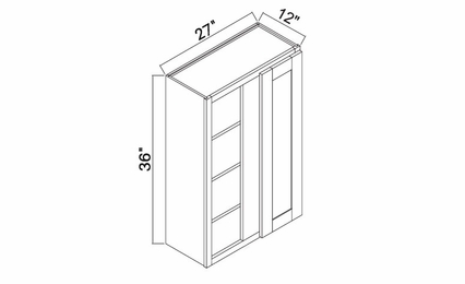 White Oak Shaker WBC2736: Wall Blind Corner Cabinet: RTA Kitchen Cabinets