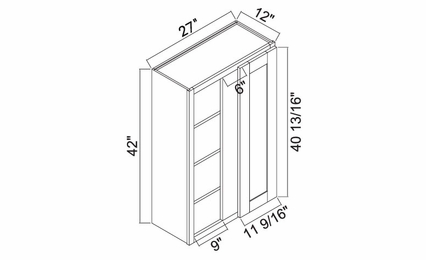 White Oak Shaker WBC2742: Wall Blind Corner Cabinet: RTA Kitchen Cabinets