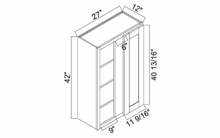 White Oak Shaker WBC2742: Wall Blind Corner Cabinet: RTA Kitchen Cabinets