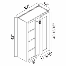 White Oak Shaker WBC2742: Wall Blind Corner Cabinet: RTA Kitchen Cabinets