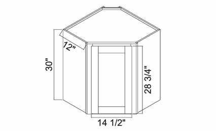 White Oak Shaker WDC2430: Wall Diagonal Corner Cabinet: RTA Kitchen Cabinets