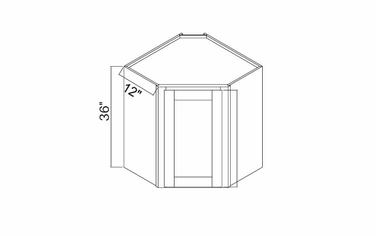 White Oak Shaker WDC2436: Wall Diagonal Corner Cabinet: RTA Kitchen Cabinets