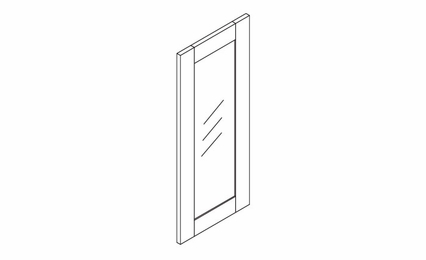 White Oak Shaker WMDC2442GD: Diagonal Wall Molding Glass Door: RTA Kitchen Cabinets