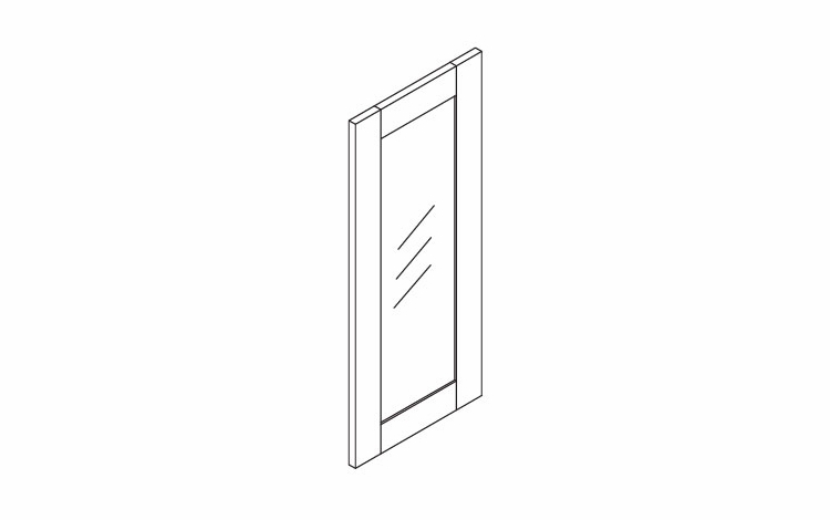 White Oak Shaker WMDC2442GD: Diagonal Wall Molding Glass Door: RTA Kitchen Cabinets
