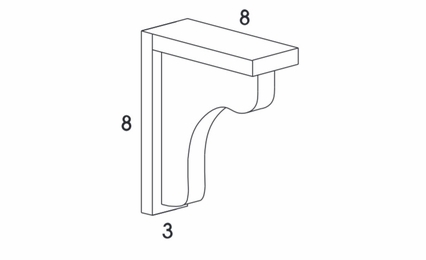 Wolf York White Paint BARBRACKET: Bar Bracket: Assembled Kitchen Cabinets