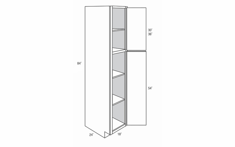 WP1884: Tall Pantry Cabinet: Trenton Recessed RTA Kitchen Cabinet