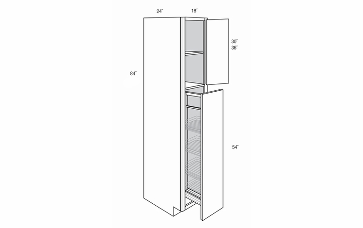 WP1884PO: Tall Cabinet With Pull Out: Yarmouth Slab RTA Kitchen Cabinet