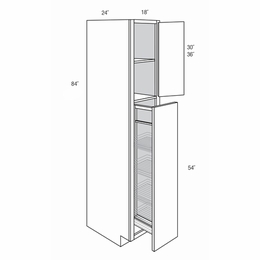 WP1884PO: Tall Cabinet With Pull Out: Yarmouth Slab RTA Kitchen Cabinet