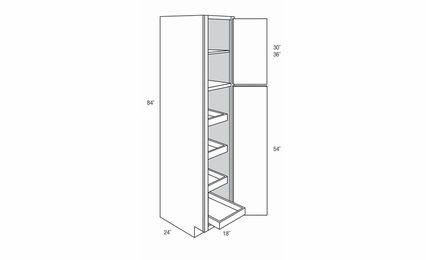 WP1884SCRT: Tall Cabinets With Soft-Close Rollouts: Upton Brown RTA Kitchen Cabinet