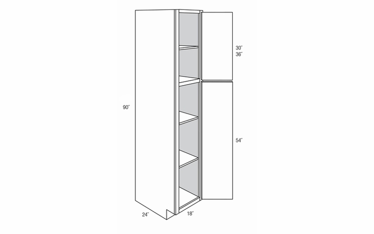WP1890: Tall Pantry Cabinet: Trenton Recessed RTA Kitchen Cabinet