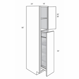 WP1890PO: Tall Cabinet With Pull-Out: Trenton Slab RTA Kitchen Cabinet