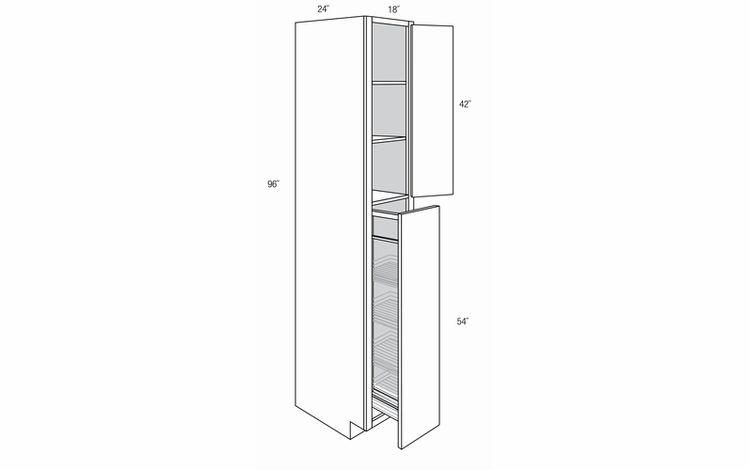 WP1896PO: Tall Cabinet With Pull Out: Dover Lunar RTA Kitchen Cabinet