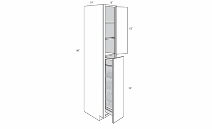 WP1896PO: Tall Cabinet With Pull Out: Essex RTA Kitchen Cabinet