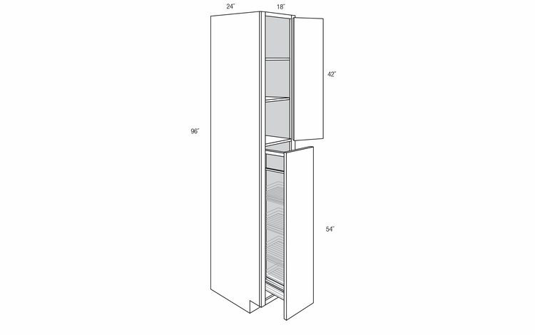 WP1896PO: Tall Cabinet With Pull Out: Essex RTA Kitchen Cabinet