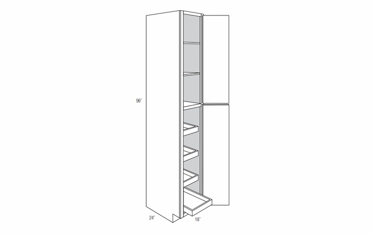 WP1896SCRT: Tall Cabinets With Soft-Close Rollouts: Dover  RTA Kitchen Cabinet