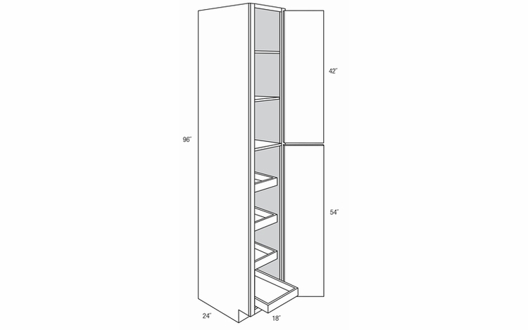 WP1896SCRT: Tall Cabinets With Soft-Close Rollouts: Upton Brown RTA Kitchen Cabinet