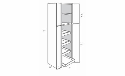 WP2484BSCRT: Tall Cabinets With Soft-Close Rollouts: Upton Brown RTA Kitchen Cabinet