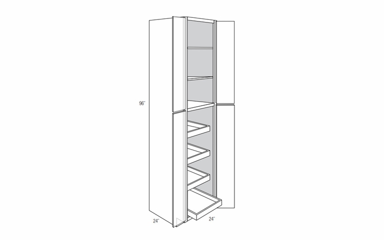 WP2496BSCRT: Tall Cabinets With Soft-Close Rollouts: Yarmouth Slab RTA Kitchen Cabinet