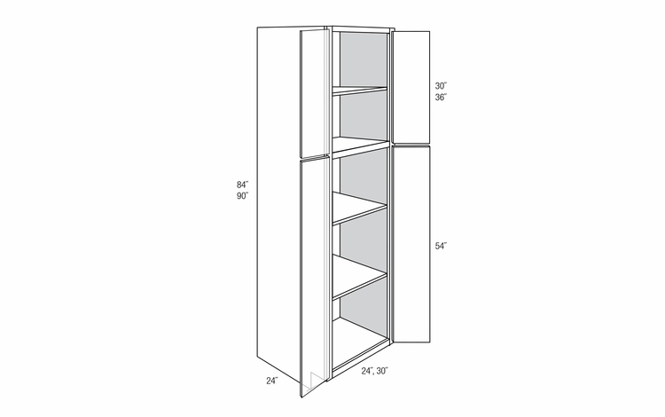 WP3090B: Tall Pantry Cabinet: Amesbury Brown RTA Kitchen Cabinet