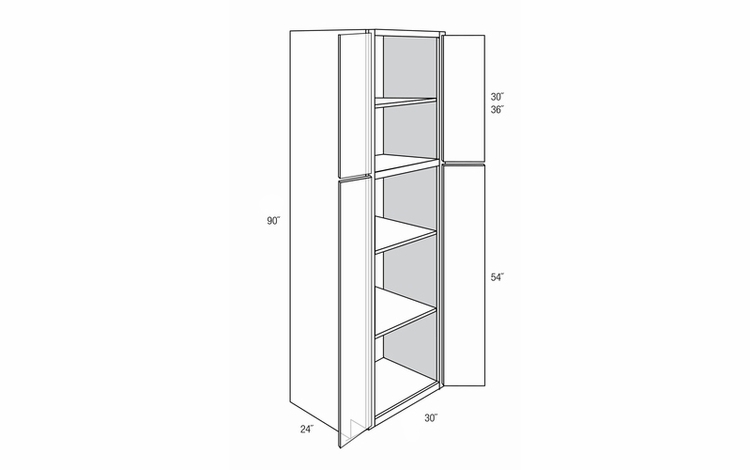 WP3090B: Tall Pantry Cabinet: Dover Norwich RTA Kitchen Cabinet