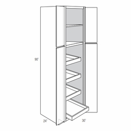 WP3090BSCRT: Tall Cabinets With Soft-Close Rollouts: Dover Castle RTA Kitchen Cabinet
