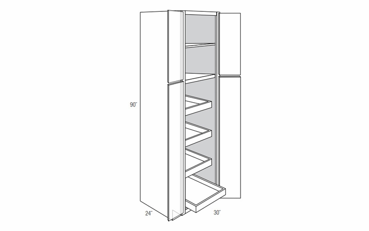 WP3090BSCRT: Tall Cabinets With Soft-Close Rollouts: Trenton Slab RTA Kitchen Cabinet