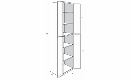WP3096B: Tall Pantry Cabinet: Trenton Recessed RTA Kitchen Cabinet