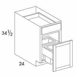 York Grey Stain BWB18: Base Wastebasket Cabinet: Assembled Kitchen Cabinets