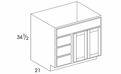 York Grey Stain VBR36: Vanity Combo Cabinet: Assembled Kitchen Cabinetss