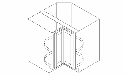 York Seaport Paint SS36: Base Super Susan Corner Cabinet: Assembled Kitchen Cabinets