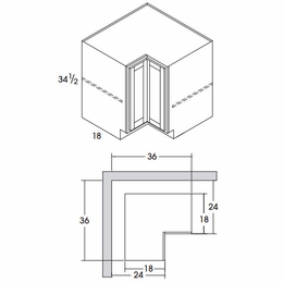 York Stonybrook Paint BER36: Easy Reach Corner Base Cabinet: Assembled Kitchen Cabinets
