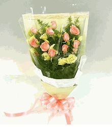  Pink roses with assorted flower