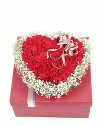 100  red roses, heart-shaped boxed