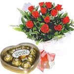  12 Red Rose With  Chocolate 