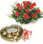  12 Red Rose With  Chocolate 