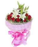 16 red roses and mixed flower