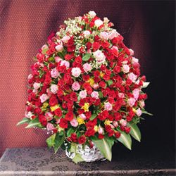 365 assorted color rose basket