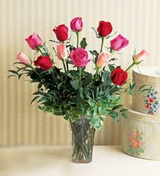 A Dozen Multi-Colored Roses-