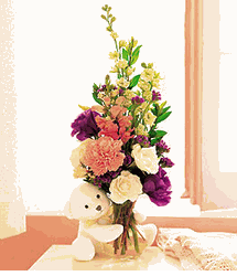 Bear Hug Bear with White Roses